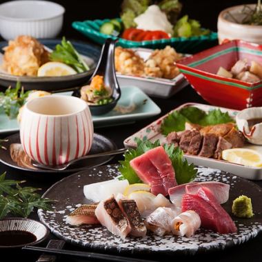 4 types of tuna sashimi, beef sashimi, oysters... 9 seasonal dishes [Seasonal banquet course] 2 hours all-you-can-drink included 5,500 yen → 4,400 yen