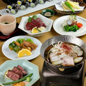 Weekday-only year-end party kaiseki course [Local fish, Akagyu beef, horse sashimi - 9 dishes in total] with 110 minutes of all-you-can-drink ⇒ 7500 yen
