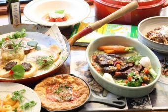 ★2H飲放★贅沢…!当店自慢の牛イチボ肉の炭焼&2種のクラフトパスタを含む全8品 6600円コース