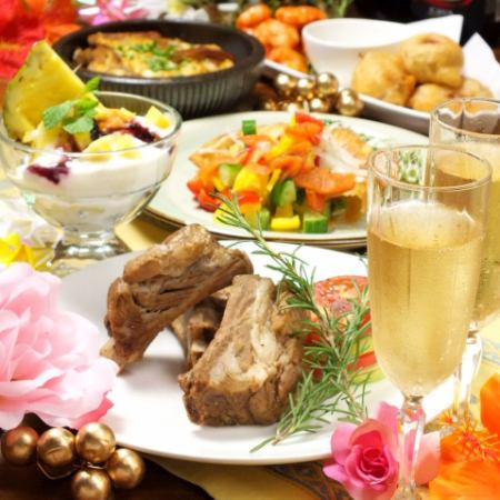 【仅限情侣】周年纪念套餐含香槟×拼盘×2小时无限畅饮 1人5,800日元（含税）