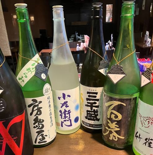 自慢の厳選した日本酒多数
