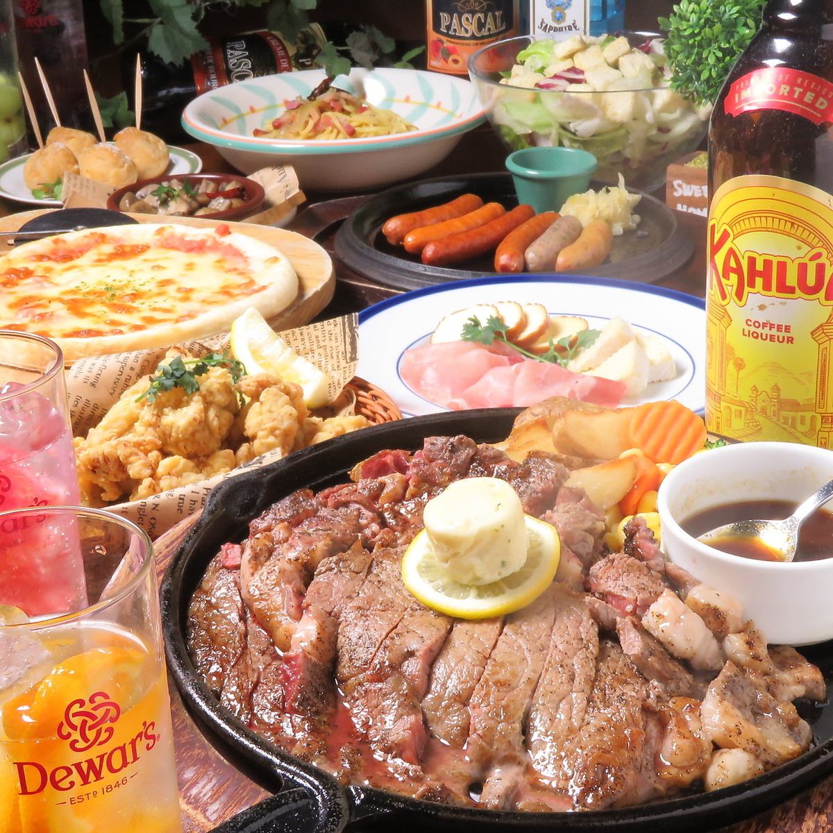 1 pound steak x all-you-can-drink course starts from 3,600 yen♪ 2nd floor is available for 15 people or more!