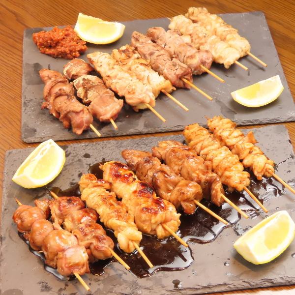 【焼き鳥各種】定番のもも、かわだけではなくカシラや砂肝も楽しめる