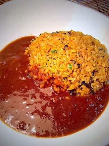 Spicy beef curry fried rice