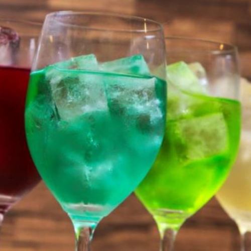 Homemade red, white, blue and green sangria