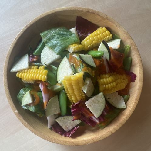 Romaine lettuce and summer vegetable salad
