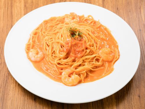 Most popular! Tomato cream spaghetti set with shrimp