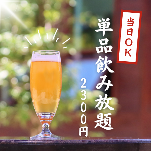 ご予約限定！◆単品2時間飲み放題◆ハートランド生ビール付き【2,500円(税込)→2,300円(税込)】