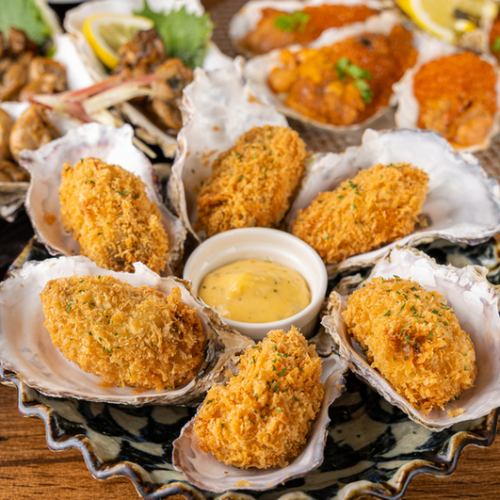 〈鍋なし〉『漁極-ぎょごく-コース』牡蠣フライ含8品 3時間飲み放題付 5000円⇒4000円※年末規定あり