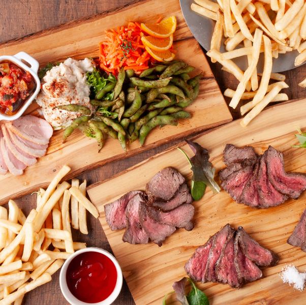 【飲み放題付】5,900円プラン　メインは豪華知多牛の炭火焼！ポテト120分食べ放題付き！