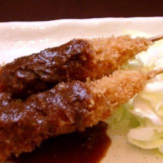Miso kushikatsu of Mikawa chicken with plenty of homemade Haccho miso