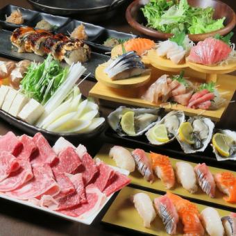 Golden course of the finest ingredients: Shiraoi Wagyu beef shabu-shabu, oysters, sushi and eel