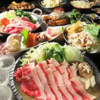 【평일・공휴일 한정!소 모츠 냄비 능숙 코스】메인은 소 모츠 냄비!선어 4점 모듬 등 총 8품 3500엔