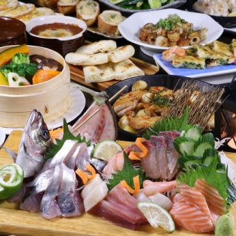 ◆全日D◆全120種食べ飲み放題+豪華関アジ姿造り刺身盛☆全日時間無制限5000円
