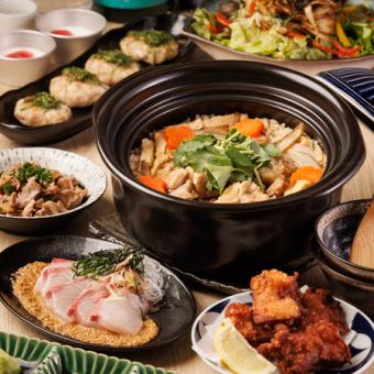 [2 hours all-you-can-drink included] Local chicken and burdock clay pot rice, sesame amberjack ◎ Onda course "7 dishes total/4480 yen → 3480 yen"