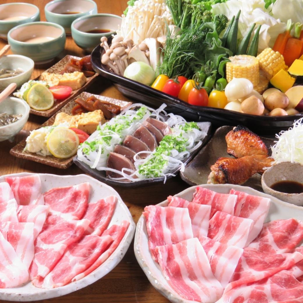 All-you-can-eat local seasonal vegetables! Enjoy with the counter, Shabu-shabei of carefully selected materials of preference ♪
