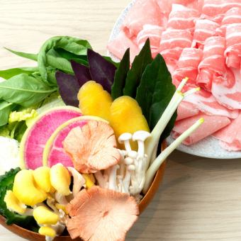 ★島人限定★特選国産豚＆島野菜 しゃぶしゃぶorすき焼き 食べ放題