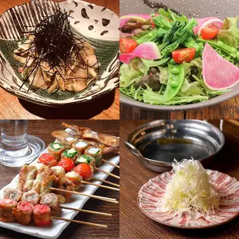 Our specialty! 7-course meal including vegetable skewers and pork shabu-shabu for 6,050 yen (includes 2 hours of all-you-can-drink!)