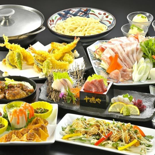 冬日派對【味噌鍋與刺身】味噌鍋配3種刺身、醬汁烤雞、炸蝦天婦羅等(含120分鐘無限暢飲)