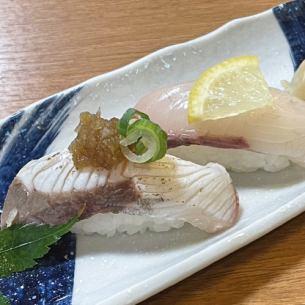 Two kinds of yellowtail sushi
