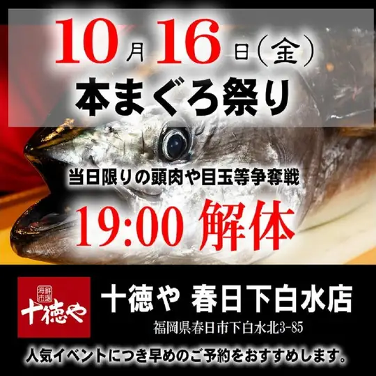 10/16(金)19:00～【生本まぐろ解体ショー】板前が巨大まぐろを捌く！