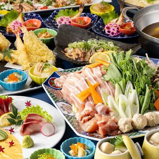冬宴会【旬のコース】豚バラ出汁鍋やフグの一夜干し、親鶏たたきや刺身《120分飲み放題付》