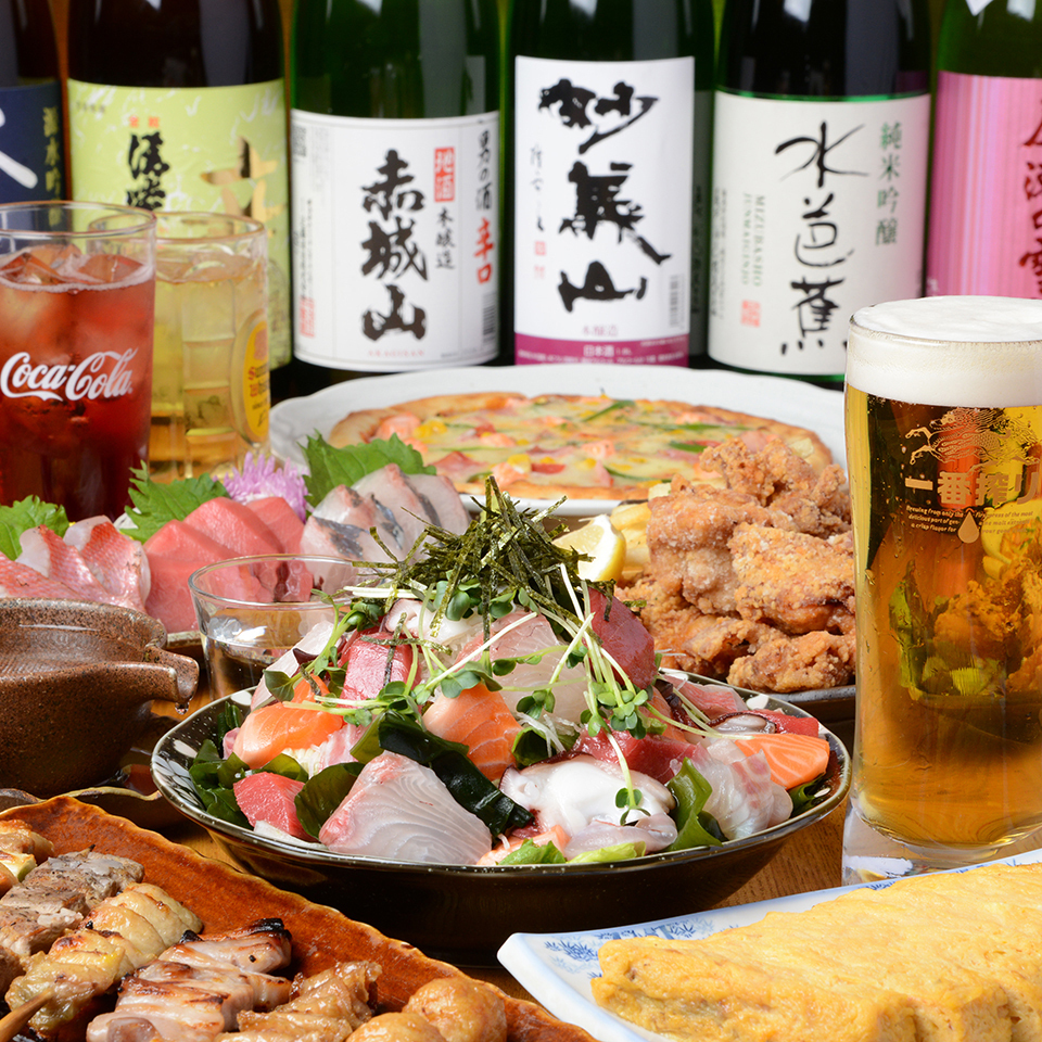 高崎駅徒歩3分☆刺し盛り付き宴会プランは飲み放題付きで提供中!