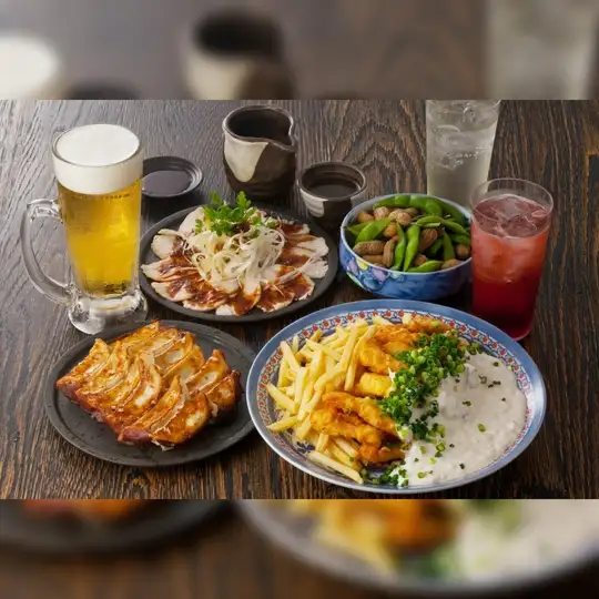 <Limited to after 9 PM> [Luxury After-Party] All-you-can-drink with draft beer ★ Gyoza & Chicken Nanban 3500 yen (tax included)