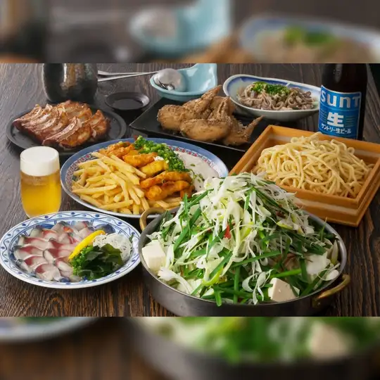 【송년회 5000엔/2h 음료 무제한 포함(맥주 포함)】<하카타 명물 사치> 명물 고마사바×야마카사 모츠 냄비 코스