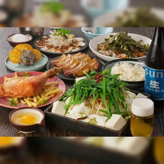 【송년회 5000엔/2h 음료 무제한 포함(맥주 포함)】<사치 W 메인> 소 모츠스키야키×닭 스테이크 코스