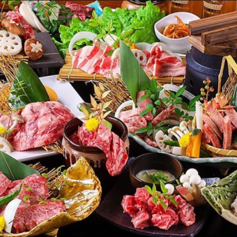 【人気食べ放題】上中落カルビ、上ハラミ、タン塩、人気韓国料理や海鮮約80種類食べ放題3608円