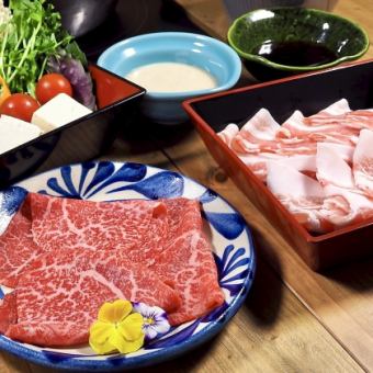 ◆石垣牛・あぐー豚しゃぶしゃぶセット◆沖縄の誇り、和牛「石垣牛」を堪能<全7品>6578円(税込)