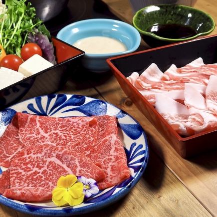 ◆石垣牛・あぐー豚しゃぶしゃぶセット◆沖縄の誇り、和牛「石垣牛」を堪能<全7品>6578円(税込)