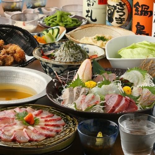 【2時間飲み放題付】 鮮魚4種盛りや桜鯛の木の芽味噌掛け★＜全9品＞5,000円(税込)