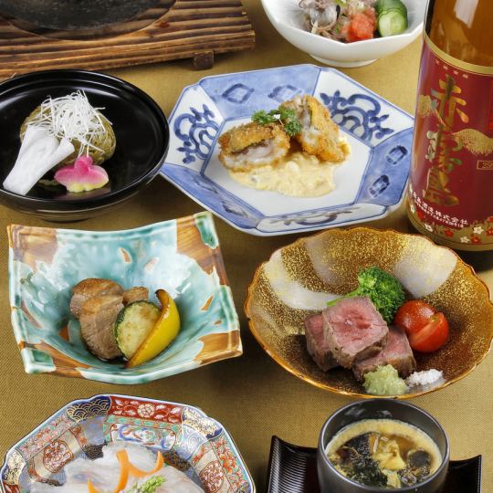 时令怀石料理套餐【使用时令食材的创作日式料理/共10道菜】110分钟无限畅饮8,500日元（含税）