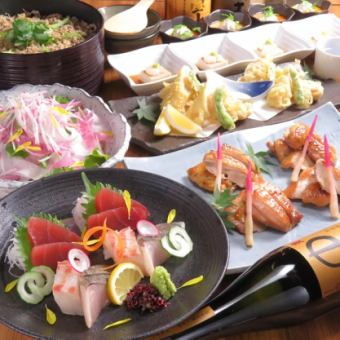 ■2 hours all-you-can-drink, wild cherry snapper and mitsuba mixed rice "Banquet course" 3,500 yen, 8 dishes in total◎