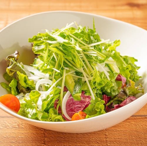 Green salad with homemade dressing