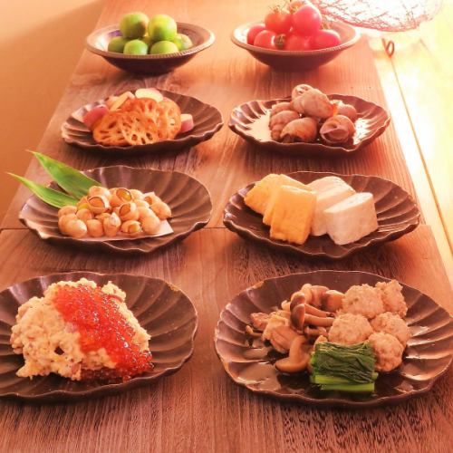 Various appetizers using Tokushima ingredients