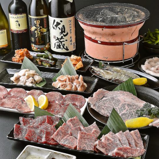 [Good value for money] 14 dishes including 2 kinds of Kuroge Wagyu beef ribs and beef loin, 90 minute last minute all-you-can-drink, 4,500 yen