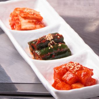 Assortment of 3 types of kimchi