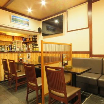 We have three tables that seat four people and three tables that seat two people.Enjoy spacious table seating