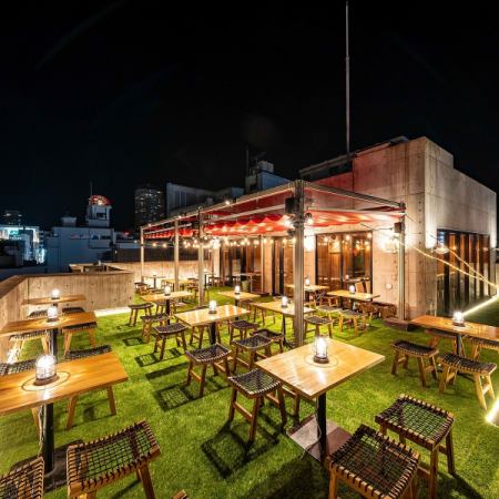 開放感◎のテラス席は最大80名までの貸切もOK!屋外なので換気の心配いらず♪人気のお席ですのでお早目のお問合せがオススメ!