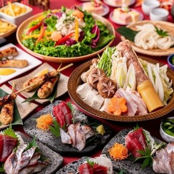 【3時間飲み放題+8品】特製鶏南蛮、鶏塩ちゃんこ鍋♪【紅】※金土祝前日は２時間制