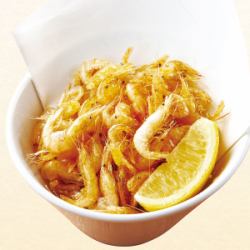 小蟹の唐揚げ/鶏ヒザ軟骨の唐揚げ/鶏の唐揚げ(醤油味/塩麹味)/川海老の唐揚げ/えびのぷりぷりフライ