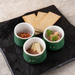 Assortment of three types of tuna delicacies