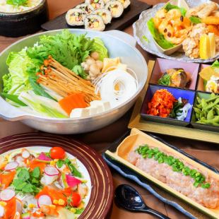 해물 카르파치오와 닭 츠쿠네 짱코 냄비【간편 코스】무료 뷔페 5000엔(부가세 포함)