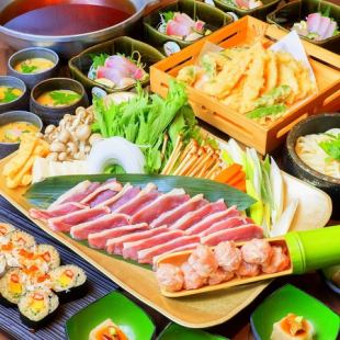 鴨はり鍋と旬の刺身が味わえる【鍋コース】飲み放題付き 5500円(税込)