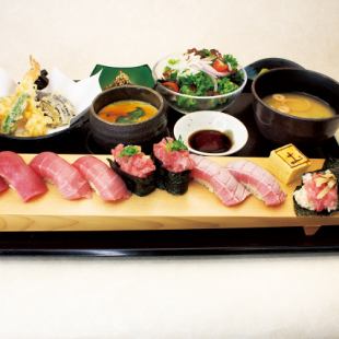 【慶事や法事会食に】生本まぐろ鮨握り８貫御膳料理ワンドリンクサービス付き3608円（税込み）　