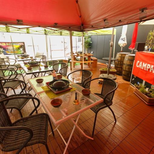 [Autumn evening party ☆ Draft beer included] Enjoy a beer garden atmosphere on the terrace.8 dishes + 120 minutes all-you-can-drink for 4,200 yen (tax included)