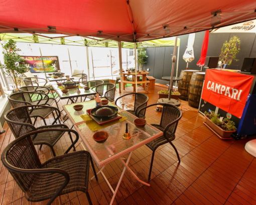 [Autumn evening party ☆ Draft beer included] Enjoy a beer garden atmosphere on the terrace.8 dishes + 120 minutes all-you-can-drink for 4,200 yen (tax included)